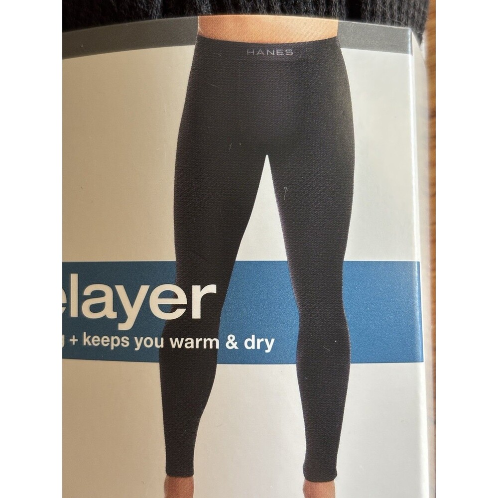 Hanes Men’s Waffle Knit Thermal Pants Black — Large